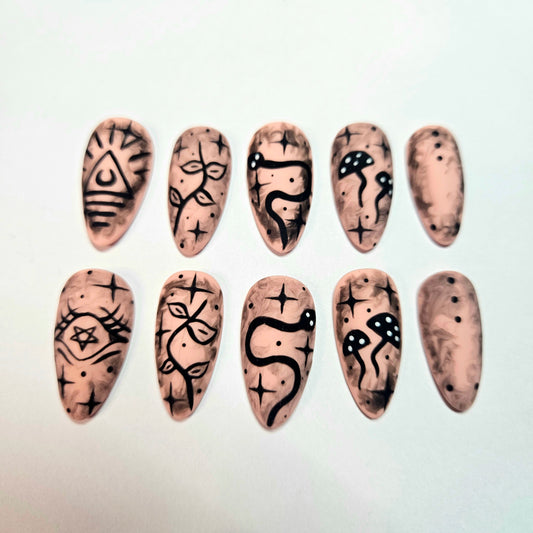 Witchy Smoke Press-On Nails Custom Shape